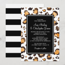 Watercolor Leopard Print & Chic Rand | BRÖLLOP Inbjudningar