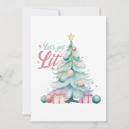 Watercolor Let's Get Lit Julgran Inbjudningar