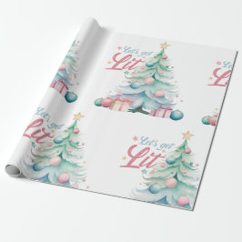 Watercolor Let's Get Lit Julgran Presentpapper