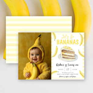 Watercolor Let's Go Bananas Födelsedagsfest Inbjudningar