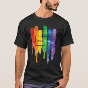 Watercolor LGBT Kärlek Wins Rainbow Paint Typograp T Shirt
