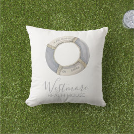 Watercolor Life Preserver Beach House Kudde