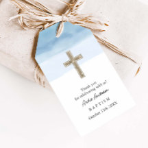 Watercolor Light Blue Boy Baptism Christening