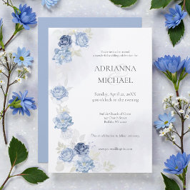 Watercolor Light Blue Wedding Invitation Inbjudningar