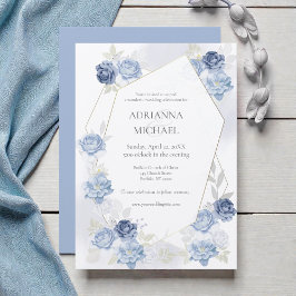Watercolor Light Blue Wedding Invitation Inbjudningar