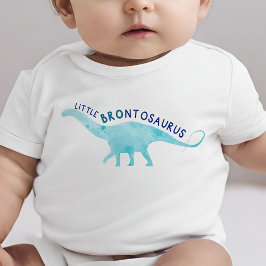 Watercolor Lil Brother Brontosaurus Dinosaur Baby T Shirt
