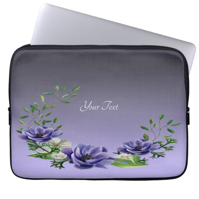 Watercolor Lila blommor Laptop sleeve (Framsidan)