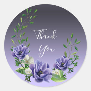 Watercolor Lila blommor Sticker Runt Klistermärke