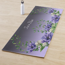 Watercolor Lila blommor Yoga Mat