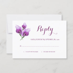 Watercolor Lila Calla Lily Monogram Bröllop OSA Kort