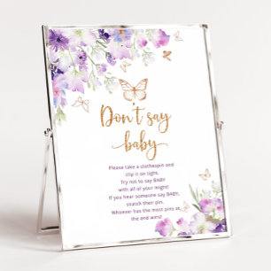 Watercolor lila guld Säg inte baby-spel Poster