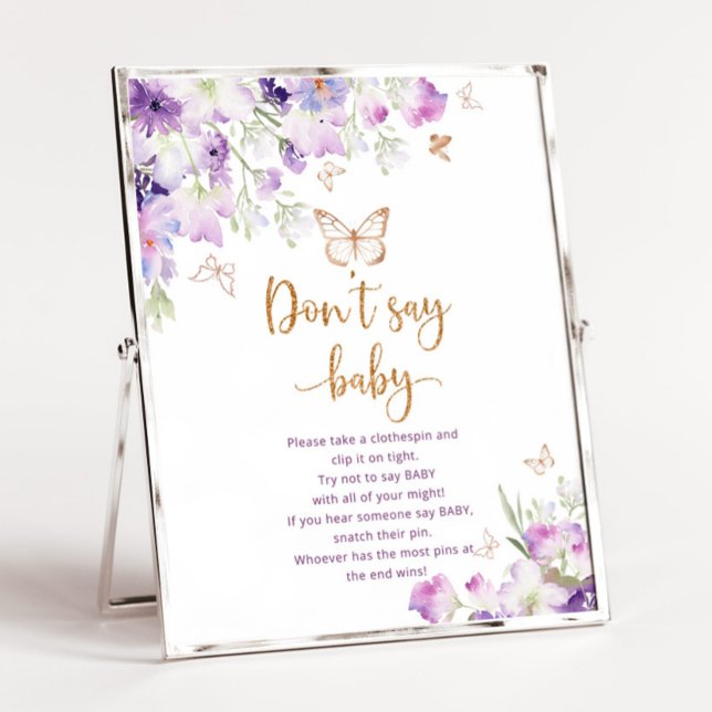 Watercolor lila guld Säg inte baby-spel Poster (Skapare uppladdad)