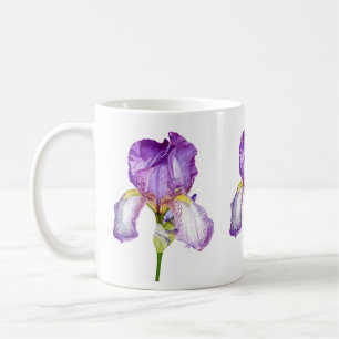 Watercolor Lila Iris Botanical Blommigt Art Mugg