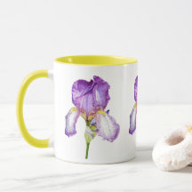 Watercolor Lila Iris Botanical Mugg