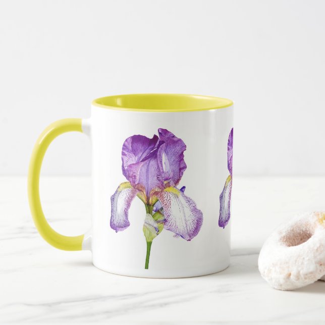 Watercolor Lila Iris Botanical Mugg (Med munk)