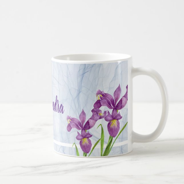 Watercolor Lila Iris Botanical Organza Fabric Kaffemugg (Höger)