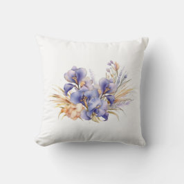 Watercolor Lila Iris Bouquet Kudde