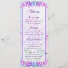 Watercolor Lila Lilac Flower Menu Card Meny
