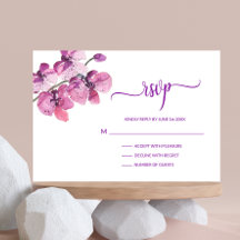Watercolor Lila Orchid OSA Bröllop Infoga