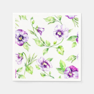 Watercolor Lila Pansy Pappersservett