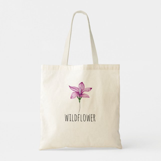 Watercolor Lila WildblomGirl DaughGift Tygkasse (Baksida)