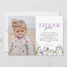 Watercolor Lila Wildblomma Tack Kort