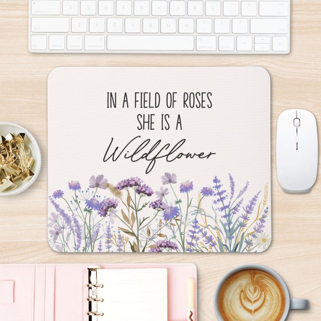 Watercolor Lila Wildblomme Garden Nature Quote Musmatta (In situ office desk)