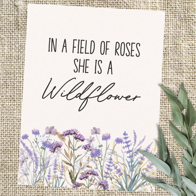 Watercolor Lila Wildblomme Meadow Quote Vykort (In situ)