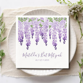 Watercolor Lila Wisteria | BAT MITZVAH Pappersservett