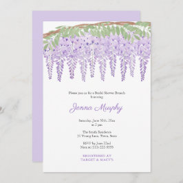 Watercolor Lila Wisteria Möhippa Party Inbjudningar