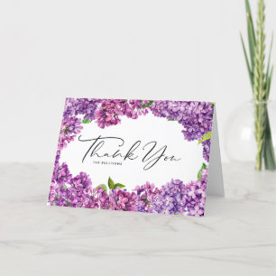 Watercolor Lilac Blommigt Ram Botanical Bröllop Tack Kort