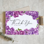 Watercolor Lilac Blommigt Ram Botanical Bröllop Tack Kort<br><div class="desc">Skicka tack med det här anpassadet tack för vykortet. Den har vattenfärgade lilaska blommor med vismisk kalligrafi. Anpassa genom att lägga till information. Den här blommigten är ett tack för att du har vykort som perfekt för personlig använda och affärsverksamhet.</div>