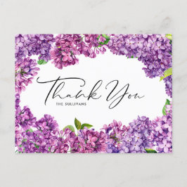 Watercolor Lilac Blommigt Ram Botaniska Tacken Vykort