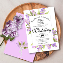 Watercolor Lilac Bouquet Vår Blommigt Bröllop