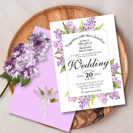 Watercolor Lilac Bouquet Vår Blommigt Bröllop Inbjudningar