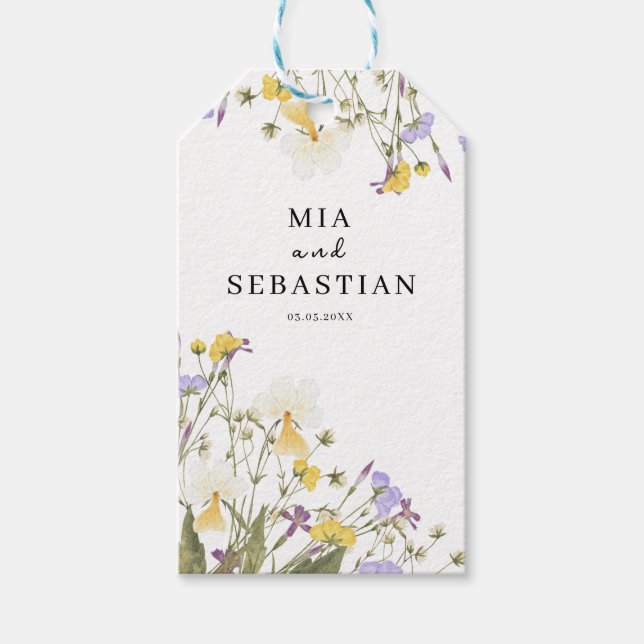 Watercolor Lilac Bröllop Presentetikett (Framsidan)