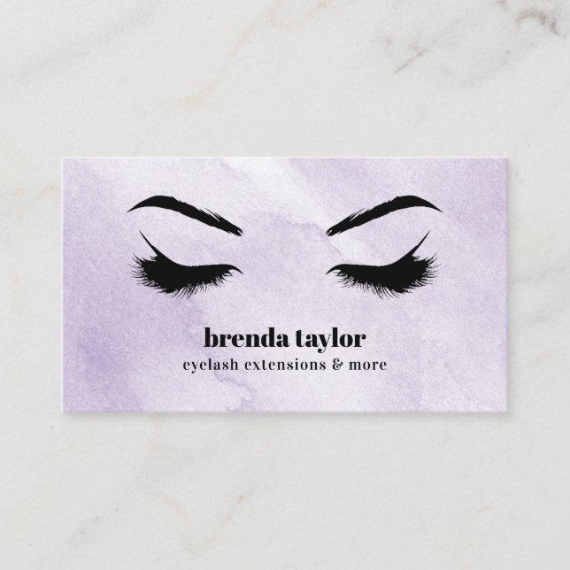 Watercolor Lilac Chic Eyelash Browbar professionel Visitkort (Framsida)