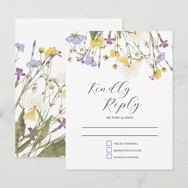Watercolor Lilac Collection Bröllop OSA Kort (Fram/baksida)
