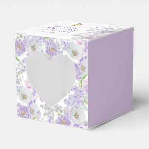 Watercolor Lilac Flowers First Communion Heart Presentaskar