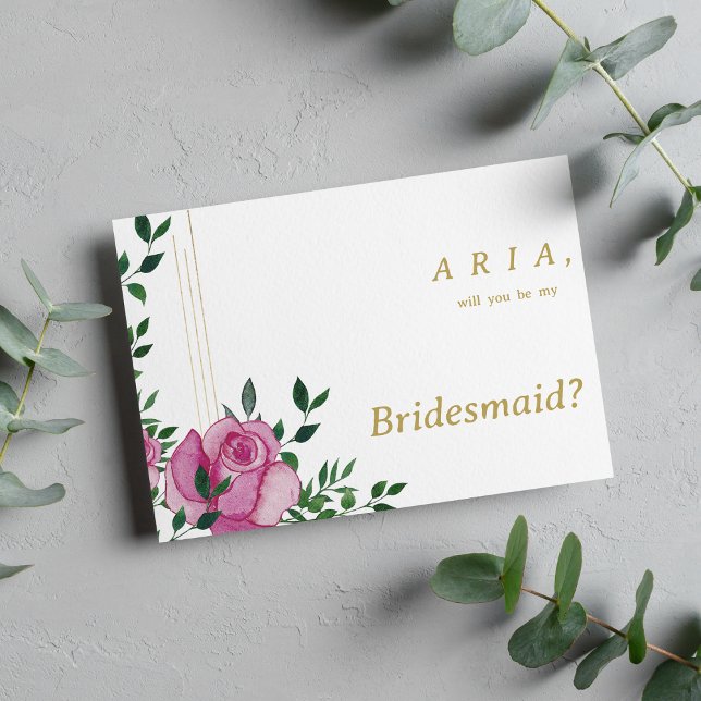 Watercolor lilac grönt guld blommigt Bridesmaid Inbjudningar (Watercolor lilac green gold floral Bridesmaid)