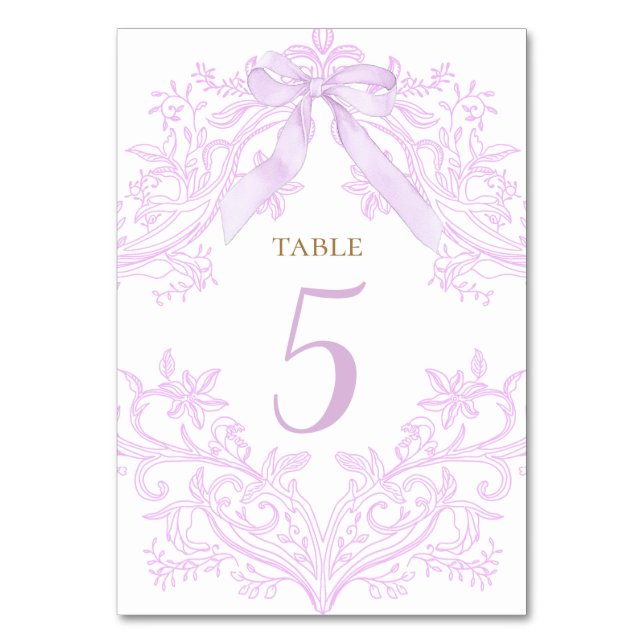  watercolor lilac purple design table number bordsnummer (Framsidan)