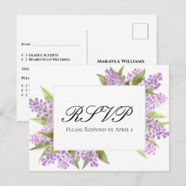 Watercolor Lilacs Bouquet Elegant bröllop OSA Vykort