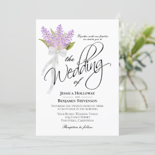 Watercolor Lilacs Bouquet Rustic Boho Bröllop Inbjudningar