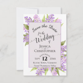 Watercolor Lilacs & Calligraphy Lavender Bröllop Spara Datumet