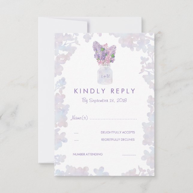 Watercolor Lilacs Elegant bröllop OSA kort (Framsida)