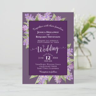 Watercolor Lilacs Plum Lila Boho Bröllop Inbjudningar