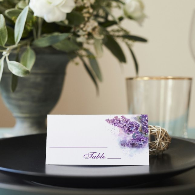 Watercolor Lilacs Vår bröllop Placeringskort (Skapare uppladdad)