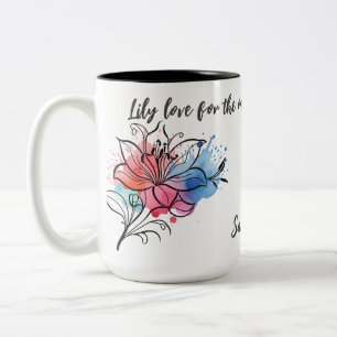 Watercolor Lily Blommigt Mugg för Mamma