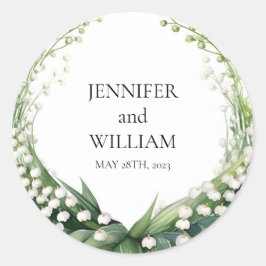 Watercolor Lily i Valley Brudens sida Runt Klistermärke