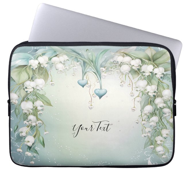 Watercolor Lily i Valley Laptop sleeve (Framsidan)